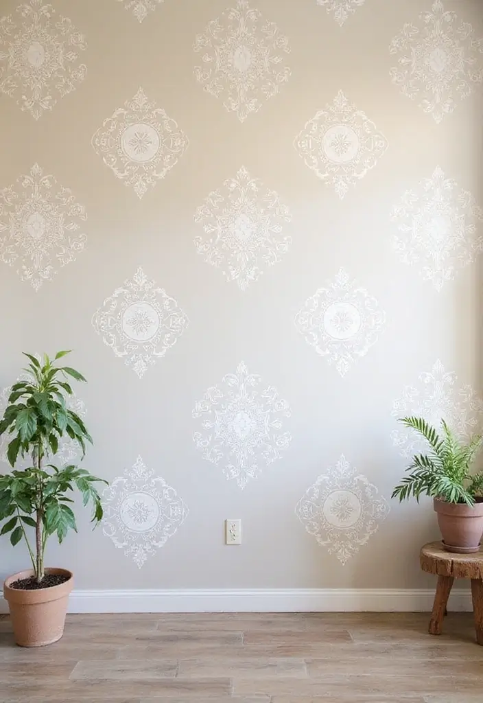 25+ Aesthetic Room Wall Ideas for a Cozy Trendy Space - 10. Stenciled Patterns