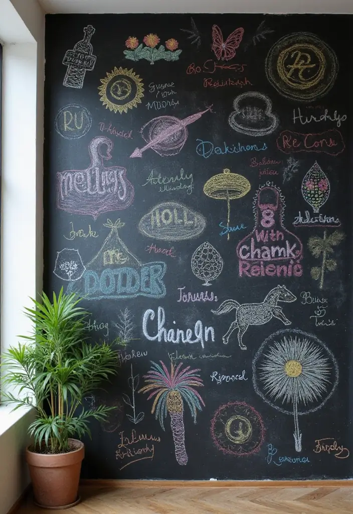 25+ Aesthetic Room Wall Ideas for a Cozy Trendy Space - 17. Chalkboard Walls
