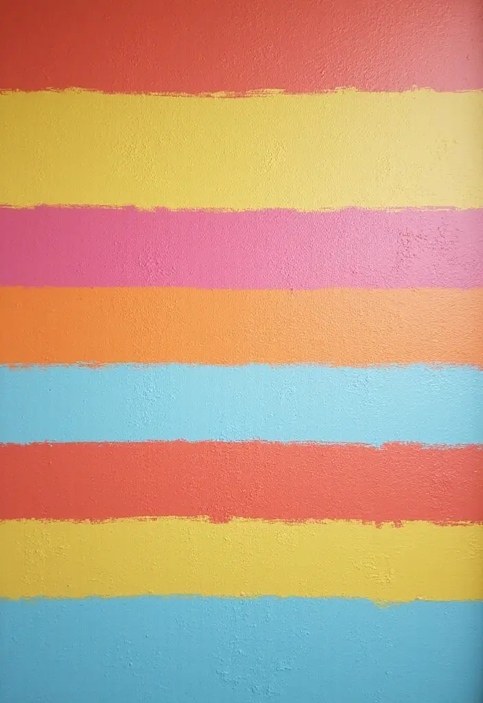 25+ Aesthetic Room Wall Ideas for a Cozy Trendy Space - 22. Multi-Colored Painted Stripes