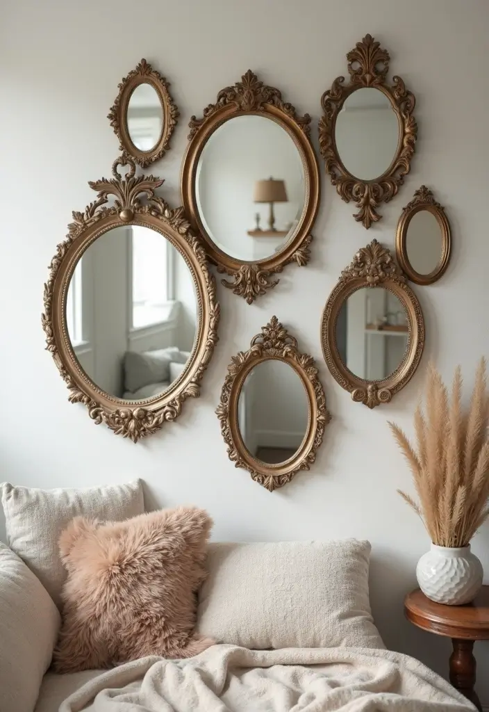 25+ Aesthetic Room Wall Ideas for a Cozy Trendy Space - 5. Vintage Mirrors