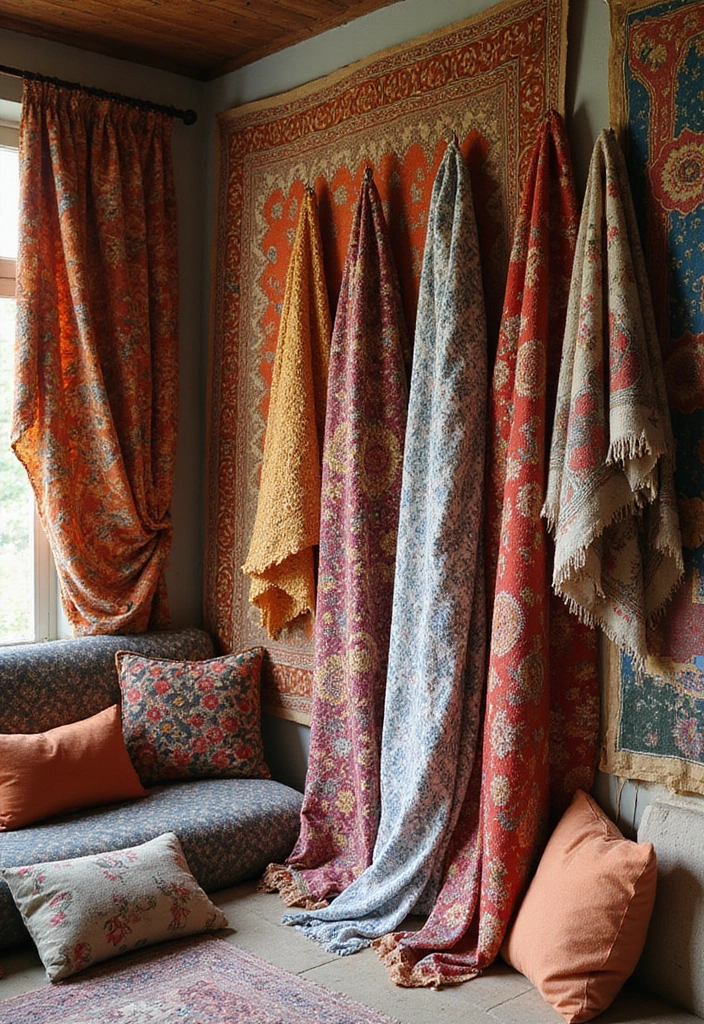 25+ Aesthetic Room Wall Ideas for a Cozy Trendy Space - 7. Cozy Textile Wall Decor