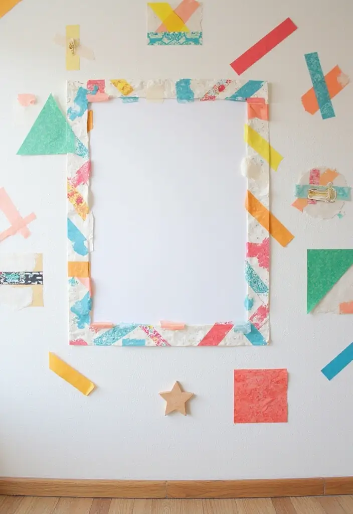 25+ Aesthetic Room Wall Ideas for a Cozy Trendy Space - 9. Colorful Washi Tape Designs