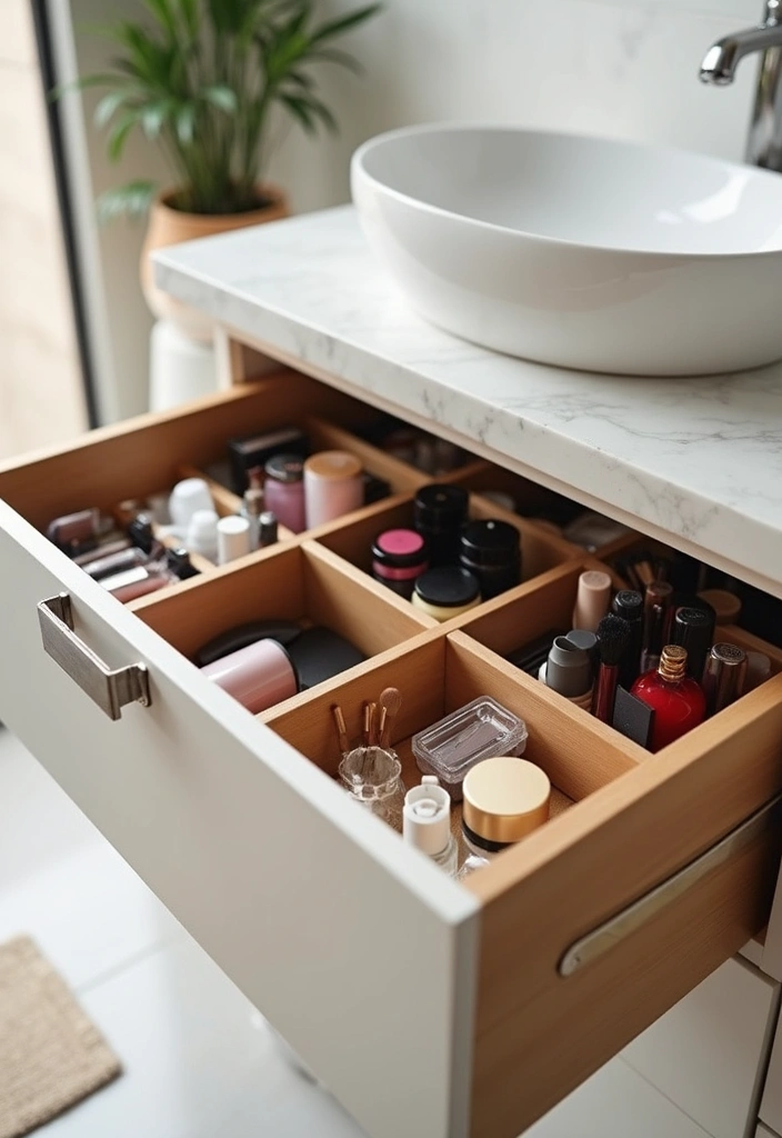 25+ Bathroom Storage Ideas to Declutter and Beautify Your Space - 11. Drawer Dividers for Makeup and Tools