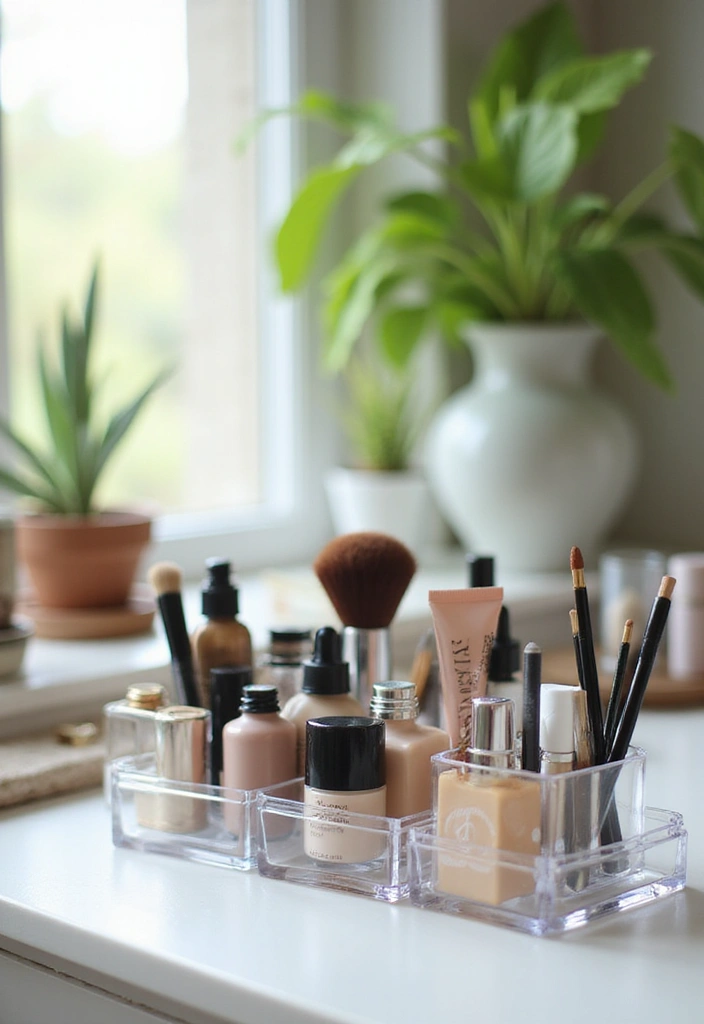25+ Bathroom Storage Ideas to Declutter and Beautify Your Space - 13. Clear Cosmetic Containers