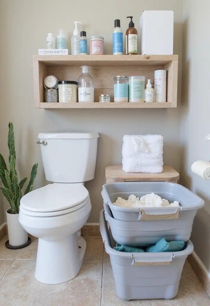 25+ Bathroom Storage Ideas to Declutter and Beautify Your Space - 21. Collapsible Storage Bins