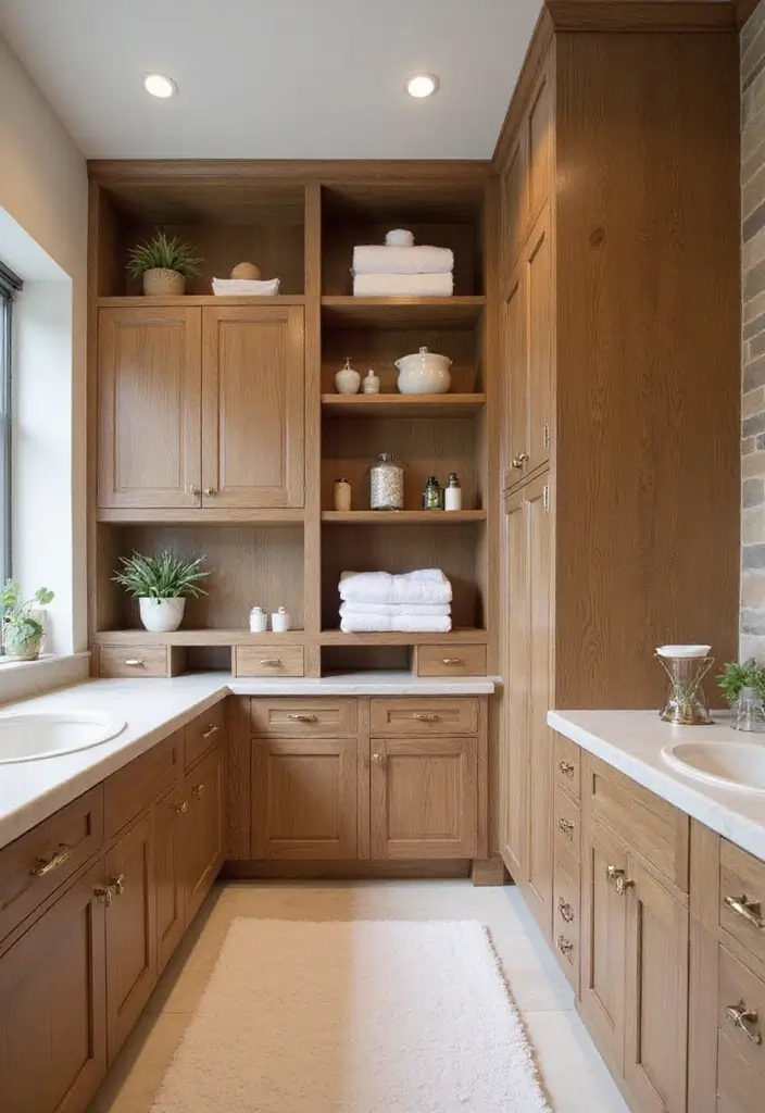 25+ Bathroom Storage Ideas to Declutter and Beautify Your Space - 22. Custom Built-In Cabinets