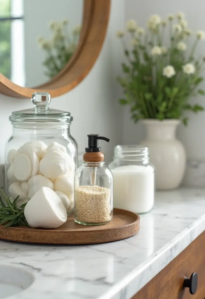 25+ Bathroom Storage Ideas to Declutter and Beautify Your Space - 3. Glass Jars for Small Items