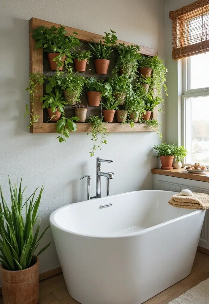 25+ Bathroom Storage Ideas to Declutter and Beautify Your Space - 6. Vertical Garden for Extra Storage