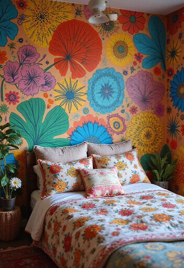 25+ Bedroom Wall Ideas That Make Your Space Feel Special - 17. Bright and Colorful Murals