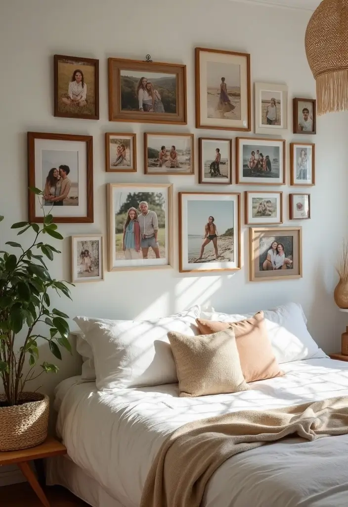 25+ Bedroom Wall Ideas That Make Your Space Feel Special - 23. Custom Photo Wall