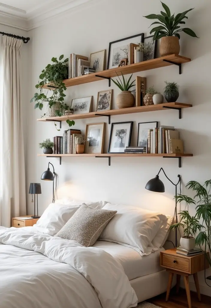 25+ Bedroom Wall Ideas That Make Your Space Feel Special - 25. Wall-mounted Bookshelves