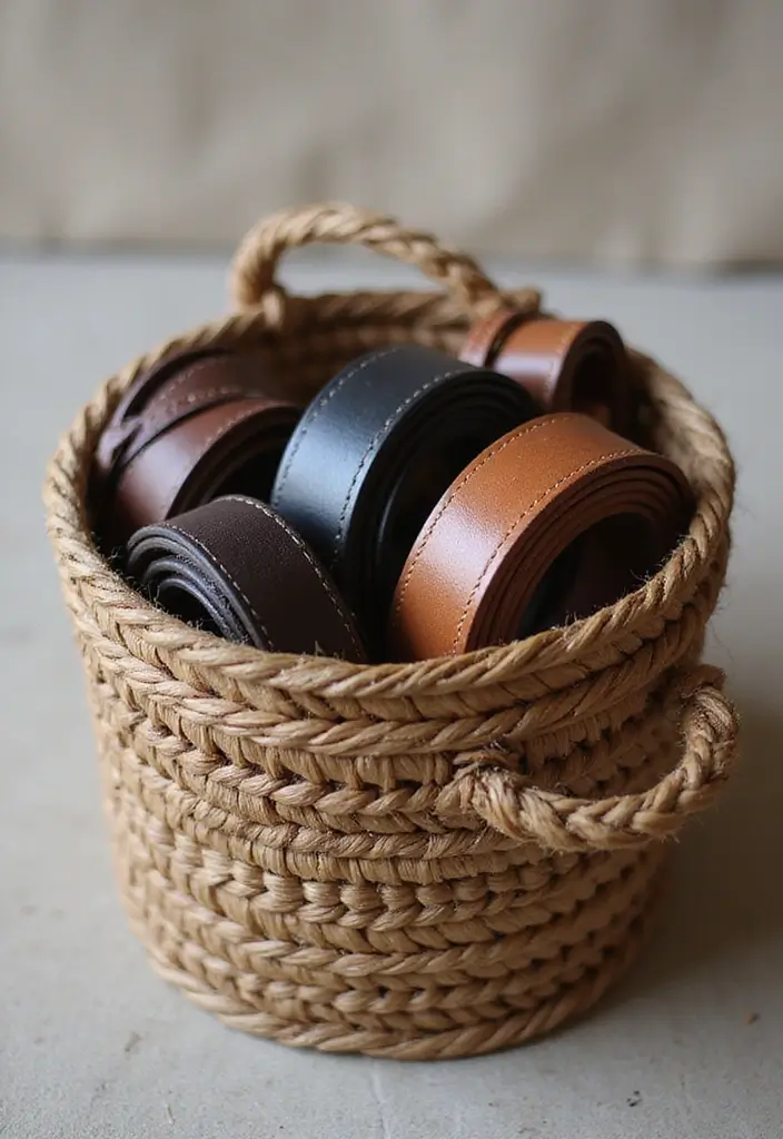 25+ Belt Storage Ideas to Organize Your Accessories Easily - 10. Rolled Belt Storage