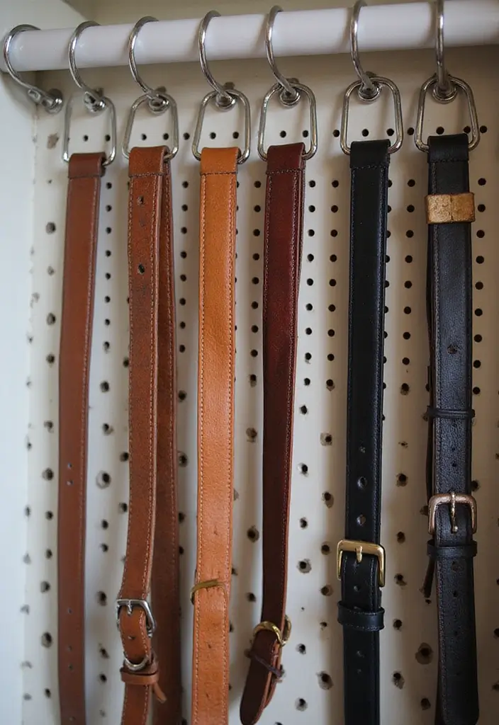 25+ Belt Storage Ideas to Organize Your Accessories Easily - 12. Pegboard Storage