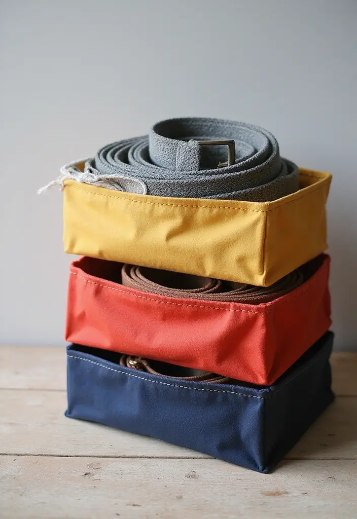 25+ Belt Storage Ideas to Organize Your Accessories Easily - 19. Small Fabric Boxes