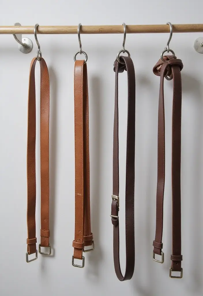 25+ Belt Storage Ideas to Organize Your Accessories Easily - 20. Closet Shelves with Hooks