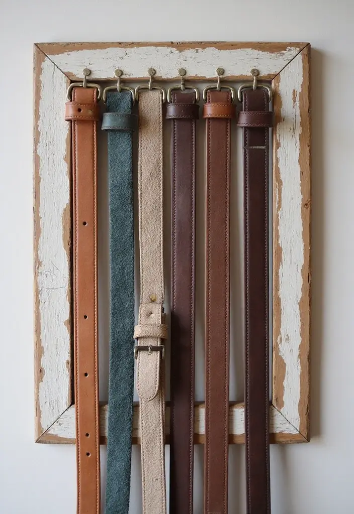25+ Belt Storage Ideas to Organize Your Accessories Easily - 23. Utilize Old Frames