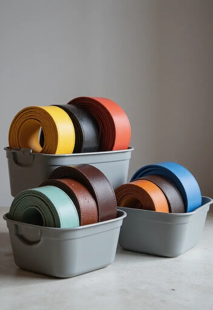 25+ Belt Storage Ideas to Organize Your Accessories Easily - 4. Belt Storage Bins
