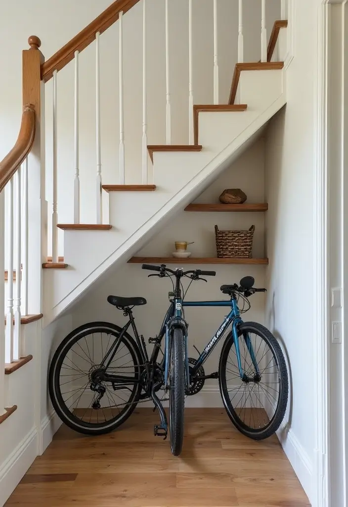 25+ Bike Storage Ideas for Indoors and Outdoors - 10. Under-Stair Bike Storage