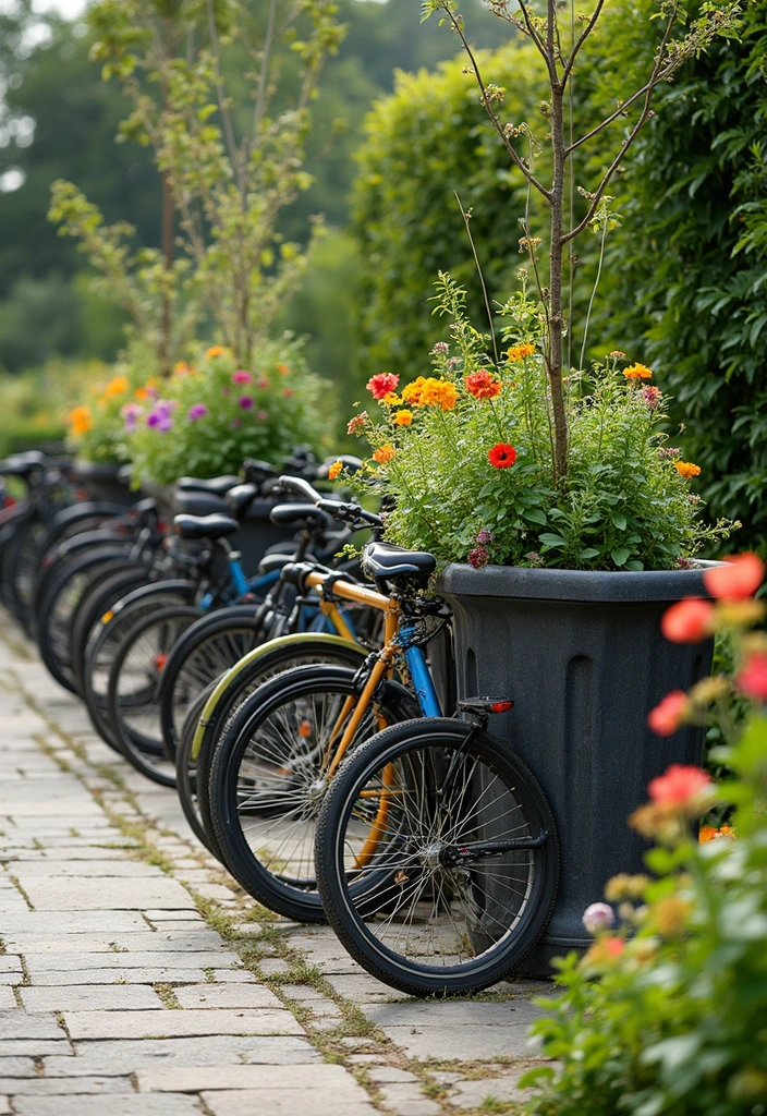 25+ Bike Storage Ideas for Indoors and Outdoors - 13. Bike Storage in Planters