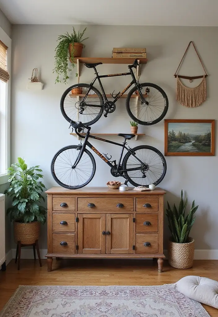 25+ Bike Storage Ideas for Indoors and Outdoors - 17. Repurposed Furniture for Bike Storage