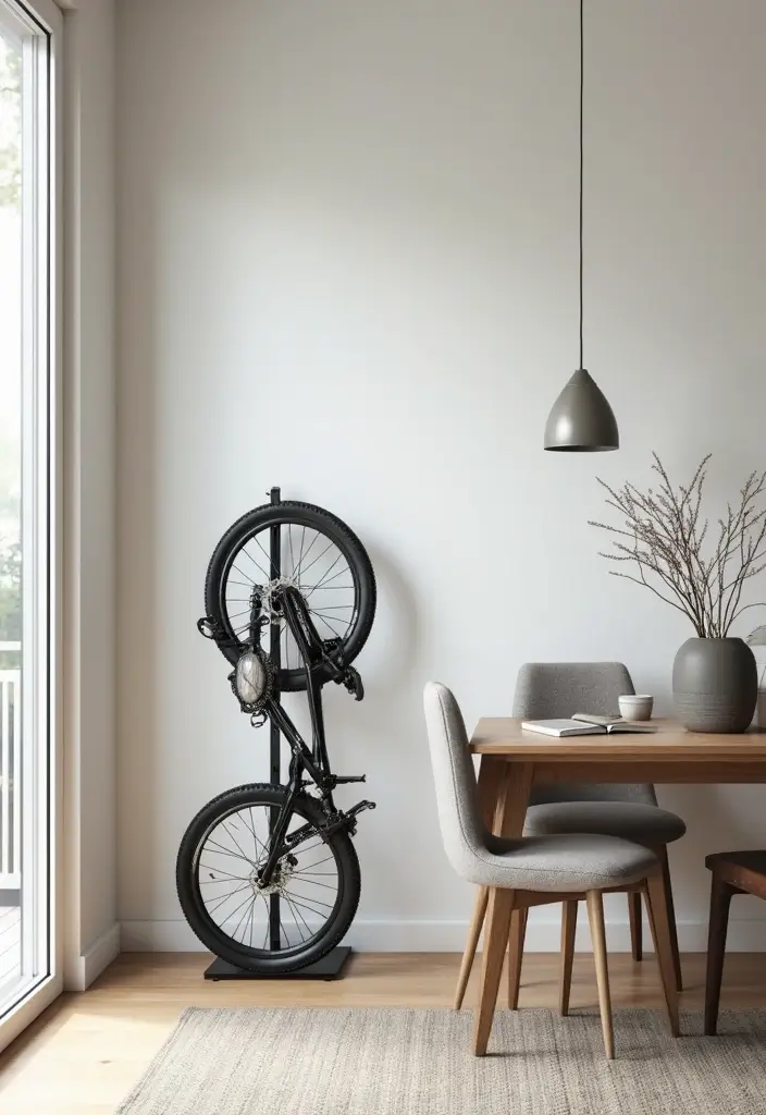 25+ Bike Storage Ideas for Indoors and Outdoors - 5. Vertical Bike Floor Stand