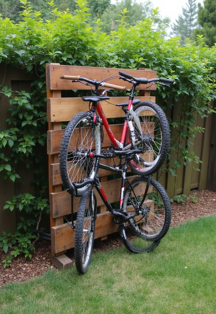 25+ Bike Storage Ideas for Indoors and Outdoors - 9. DIY Pallet Bike Rack
