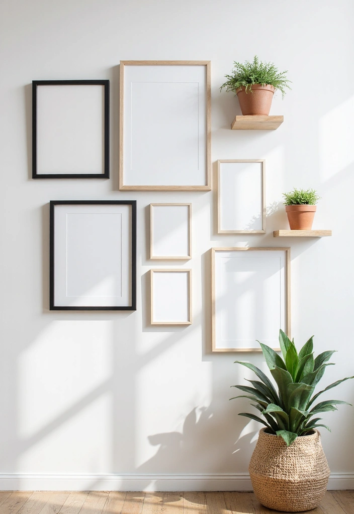 25+ Blank Bedroom Wall Ideas to Fill Empty Space Beautifully - 1. Minimalist Gallery Wall