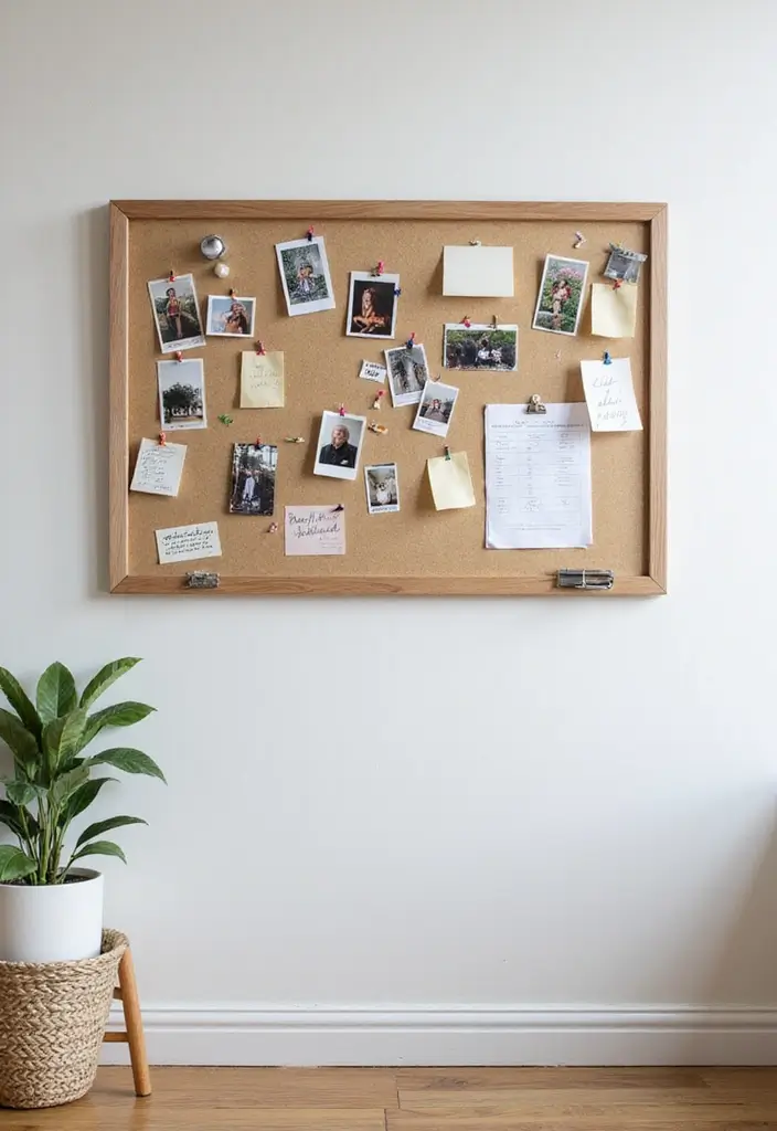 25+ Blank Bedroom Wall Ideas to Fill Empty Space Beautifully - 25. Magnetic Board Display