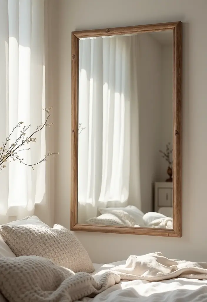 25+ Blank Bedroom Wall Ideas to Fill Empty Space Beautifully - 7. Oversized Mirrors