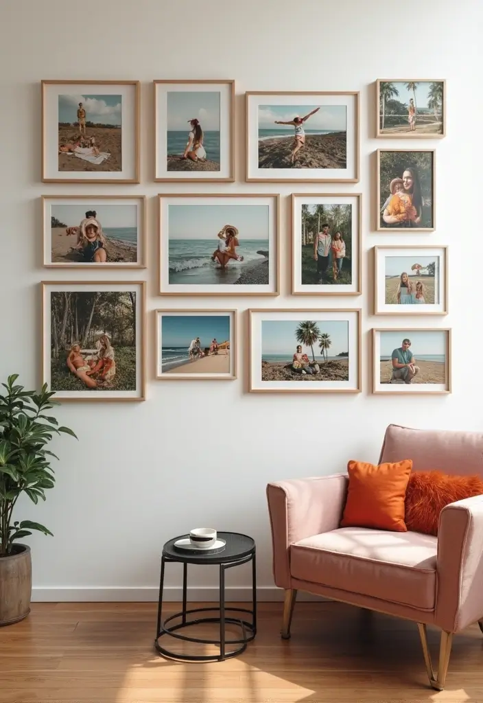 25+ Blank Bedroom Wall Ideas to Fill Empty Space Beautifully - 8. Personal Photo Collage