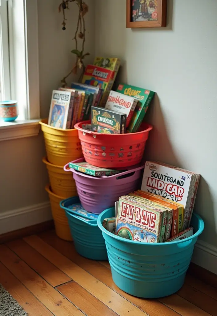 25+ Board Game Storage Ideas to Keep Family Nights Organized - 1. Stackable Baskets for Easy Access