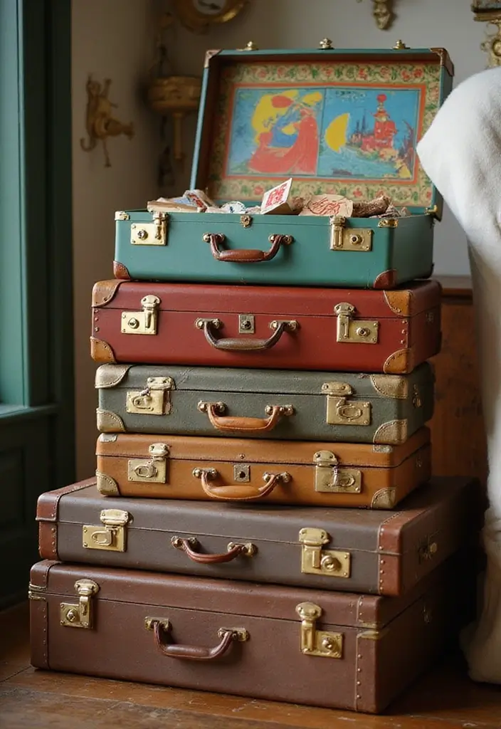 25+ Board Game Storage Ideas to Keep Family Nights Organized - 11. Vintage Suitcase Storage