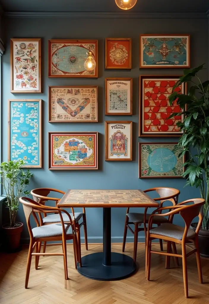 25+ Board Game Storage Ideas to Keep Family Nights Organized - 12. Game Board Art Display