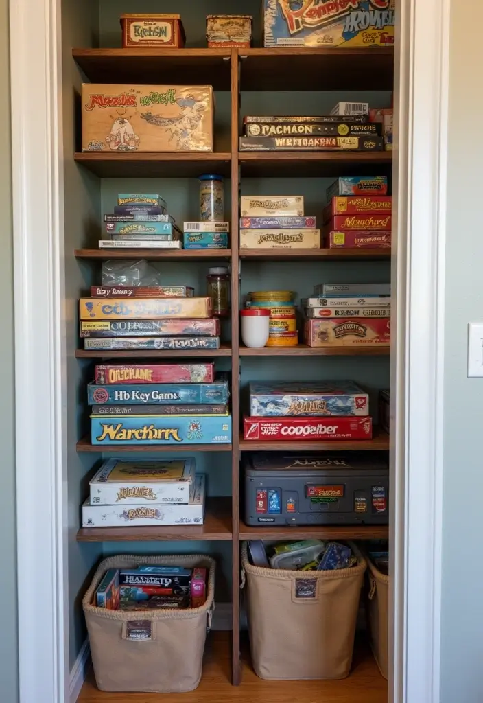 25+ Board Game Storage Ideas to Keep Family Nights Organized - 19. Closet Game Storage