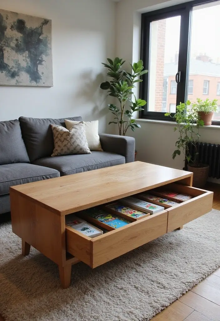 25+ Board Game Storage Ideas to Keep Family Nights Organized - 5. Multi-Purpose Furniture