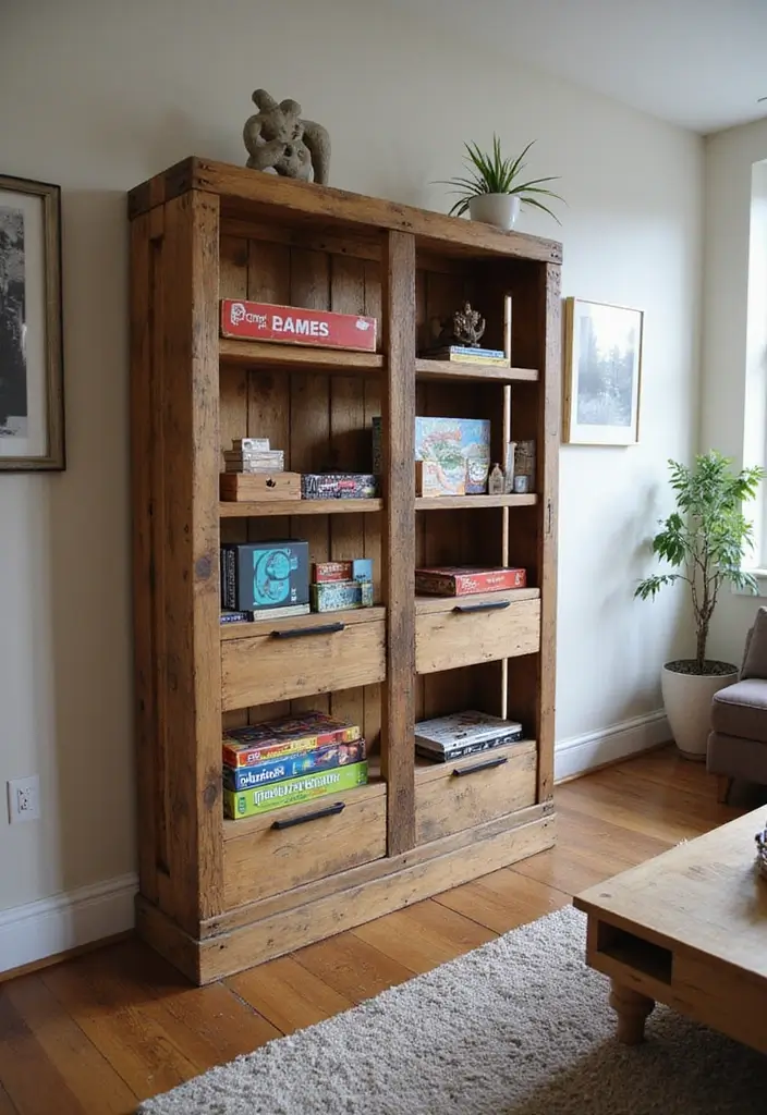 25+ Board Game Storage Ideas to Keep Family Nights Organized - 6. DIY Pallet Storage