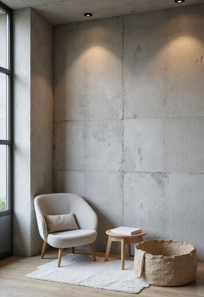 25+ Cement Wall Ideas for an Industrial Modern Feel - 1. Textured Cement Accent Wall