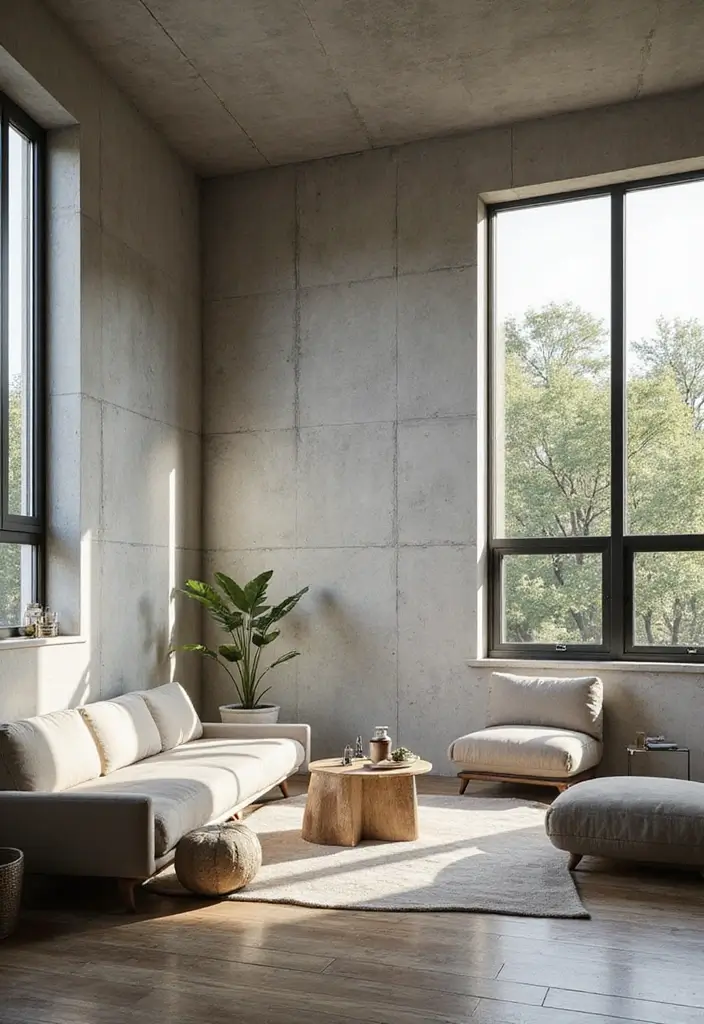 25+ Cement Wall Ideas for an Industrial Modern Feel - 10. Cement Wall with Window Features