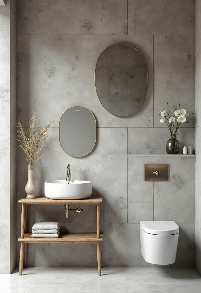 25+ Cement Wall Ideas for an Industrial Modern Feel - 12. Concrete Wall with Mirrors