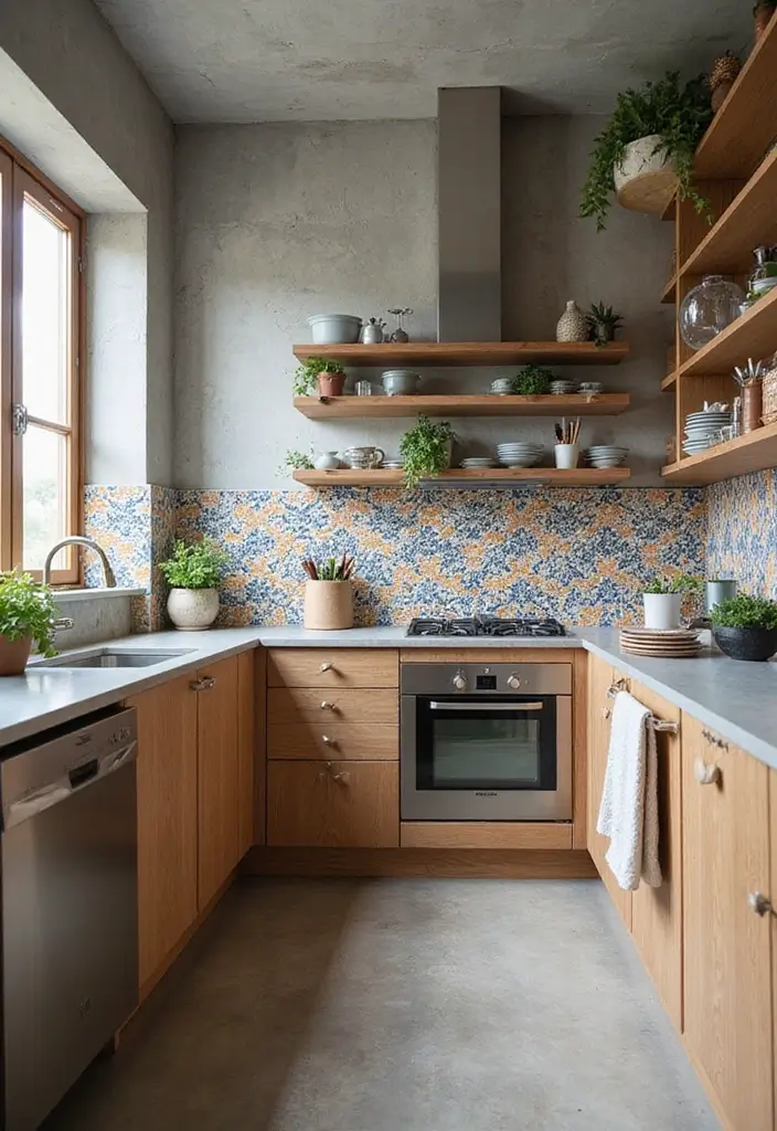 25+ Cement Wall Ideas for an Industrial Modern Feel - 14. Concrete Wall with Decorative Tiles