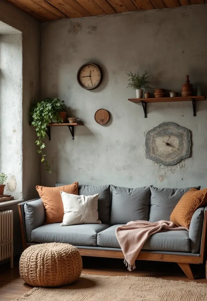 25+ Cement Wall Ideas for an Industrial Modern Feel - 16. Concrete Wall with Rustic Touches