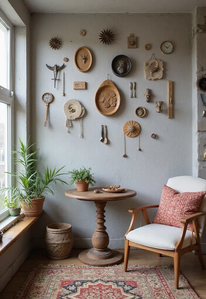 25+ Cement Wall Ideas for an Industrial Modern Feel - 21. Cement Wall with Upcycled Decor