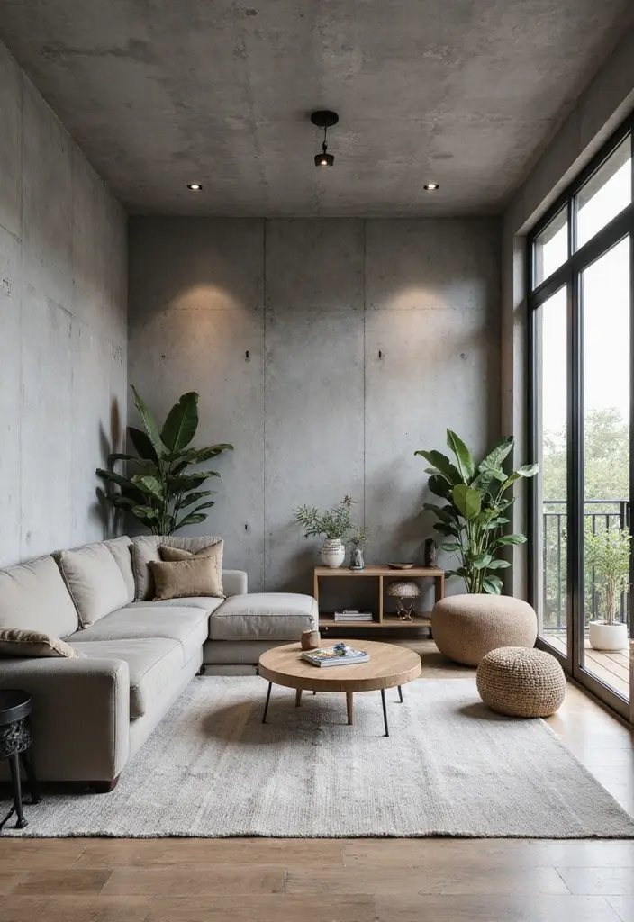 25+ Cement Wall Ideas for an Industrial Modern Feel - 23. Concrete Wall with Functional Zones