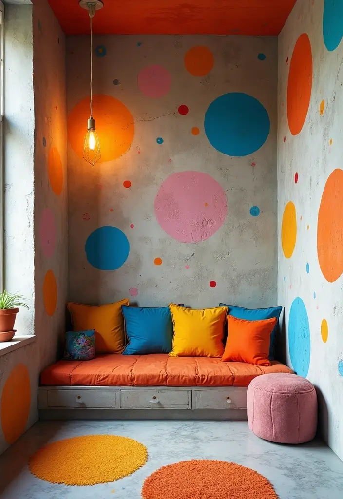 25+ Cement Wall Ideas for an Industrial Modern Feel - 25. Concrete Wall with Playful Patterns