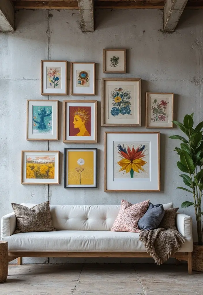 25+ Cement Wall Ideas for an Industrial Modern Feel - 3. Cement Wall with Artwork