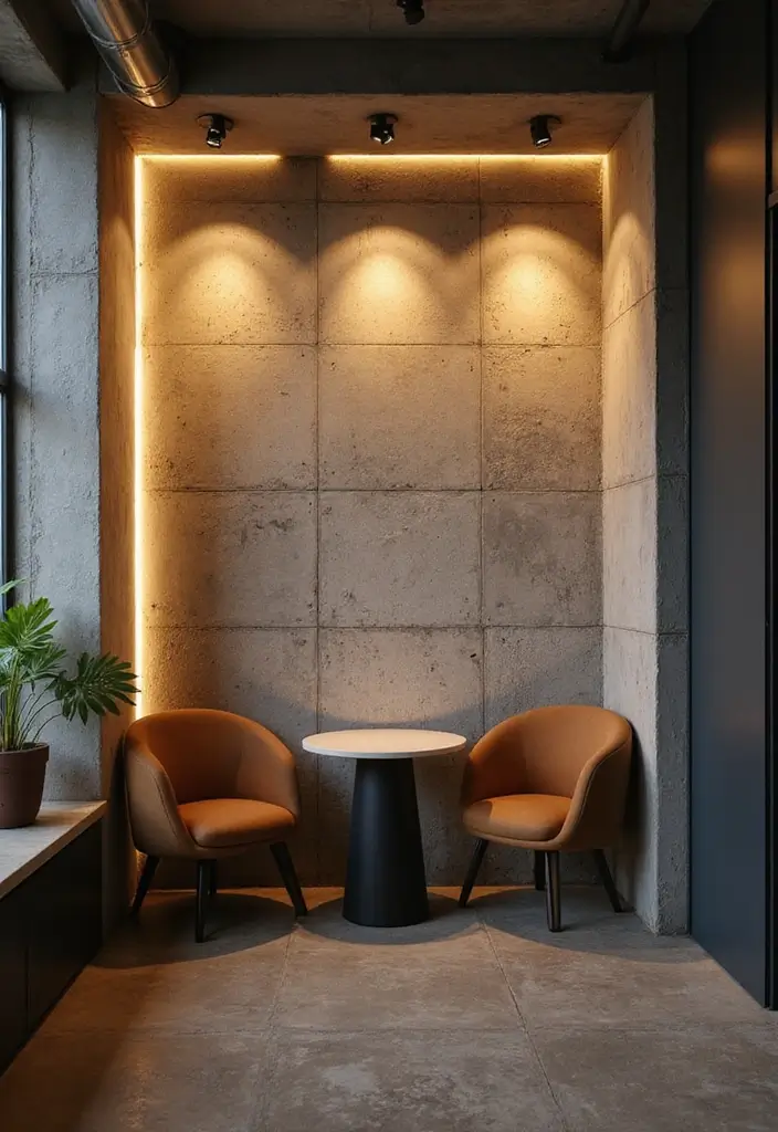 25+ Cement Wall Ideas for an Industrial Modern Feel - 9. Cement Wall with LED Backlighting