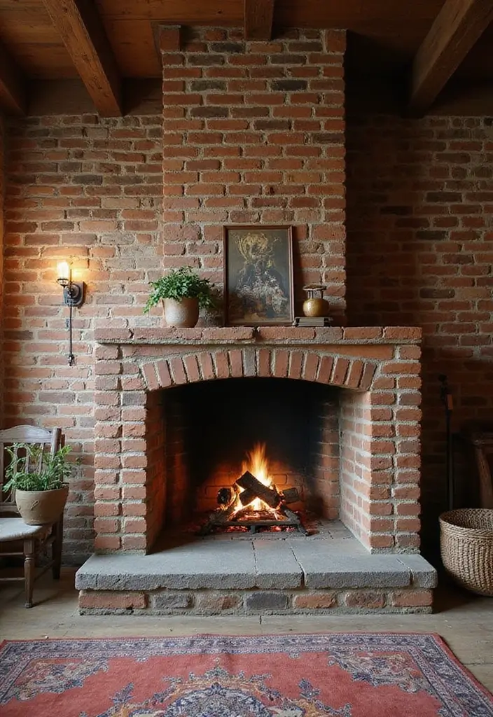 25+ Chimney Wall Ideas That Elevate Your Fireplace Design - 1. Exposed Brick for a Timeless Feel
