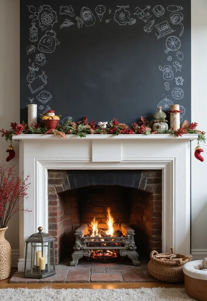 25+ Chimney Wall Ideas That Elevate Your Fireplace Design - 12. Chalkboard Paint for Fun and Function
