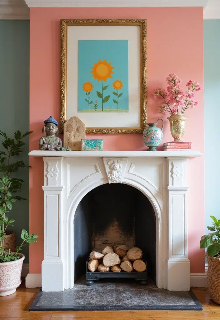 25+ Chimney Wall Ideas That Elevate Your Fireplace Design - 16. Whimsical Elements for Fun