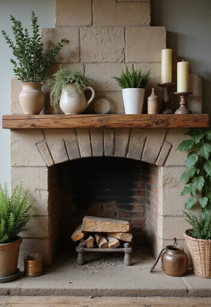 25+ Chimney Wall Ideas That Elevate Your Fireplace Design - 4. Rustic Mantel Display
